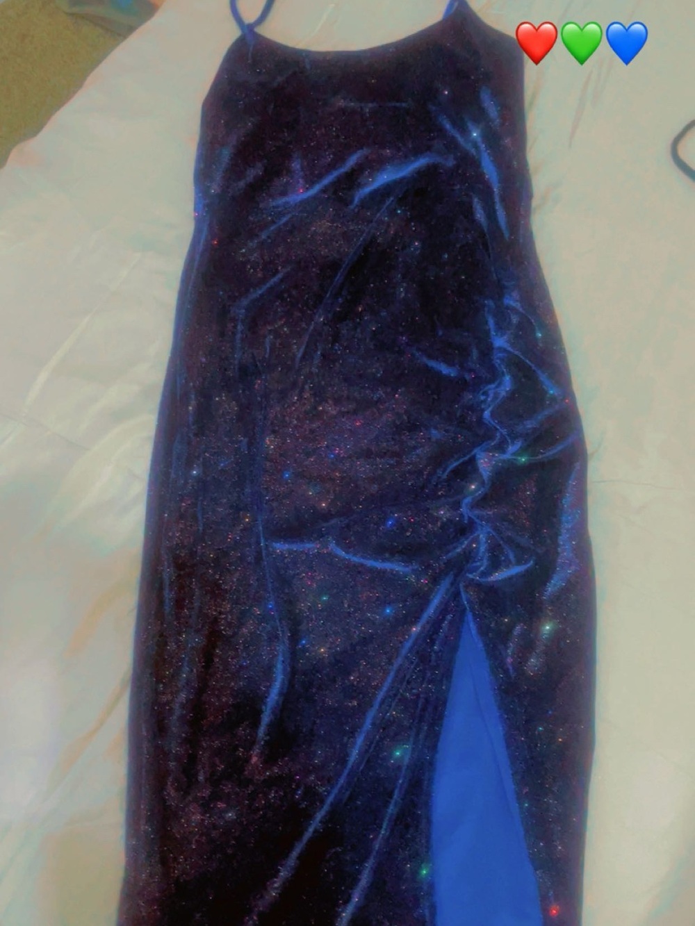Velvet Sparkle Slip Dress with Side Slit - Deep Navy